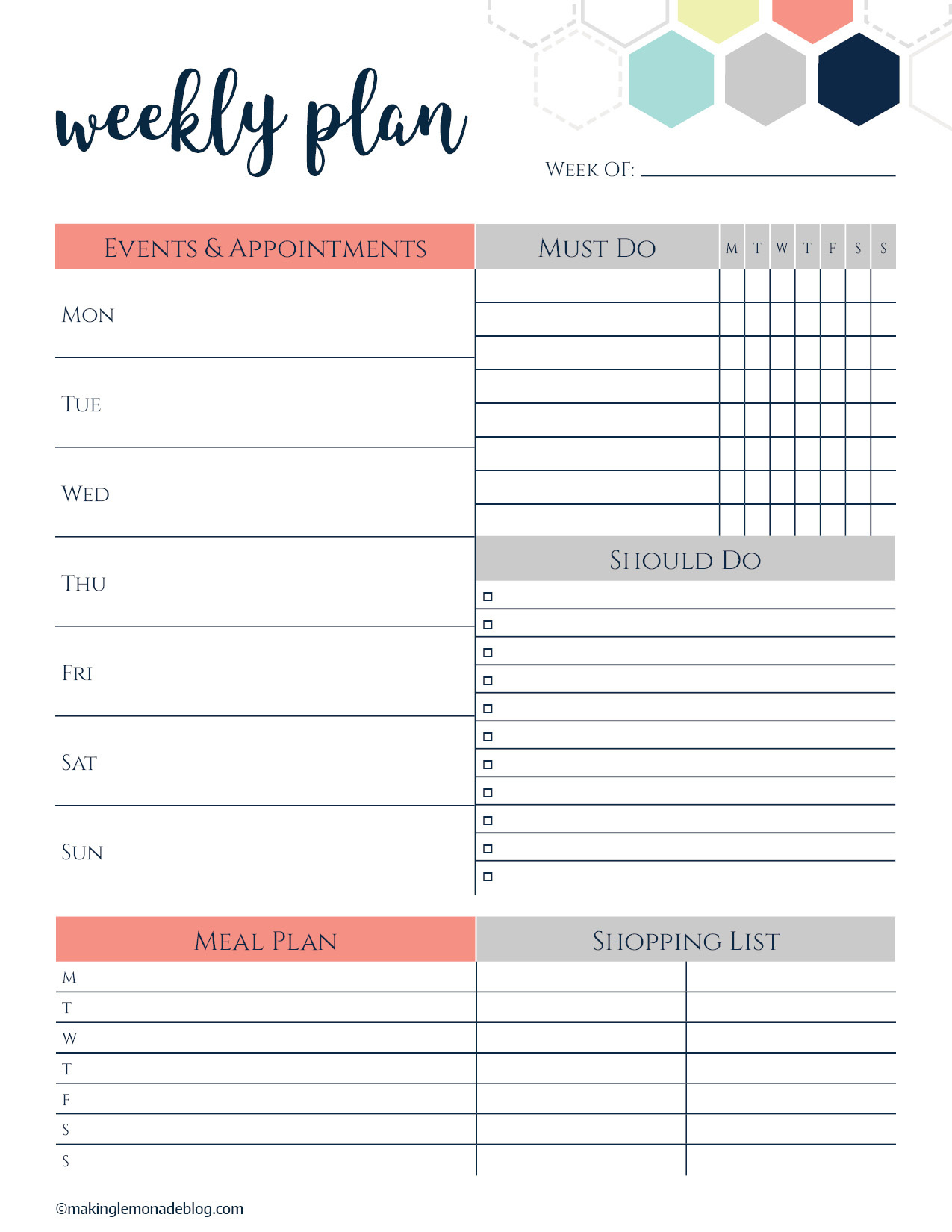Free Printable Weekly Planner pertaining to Free Weekly Planner Printable