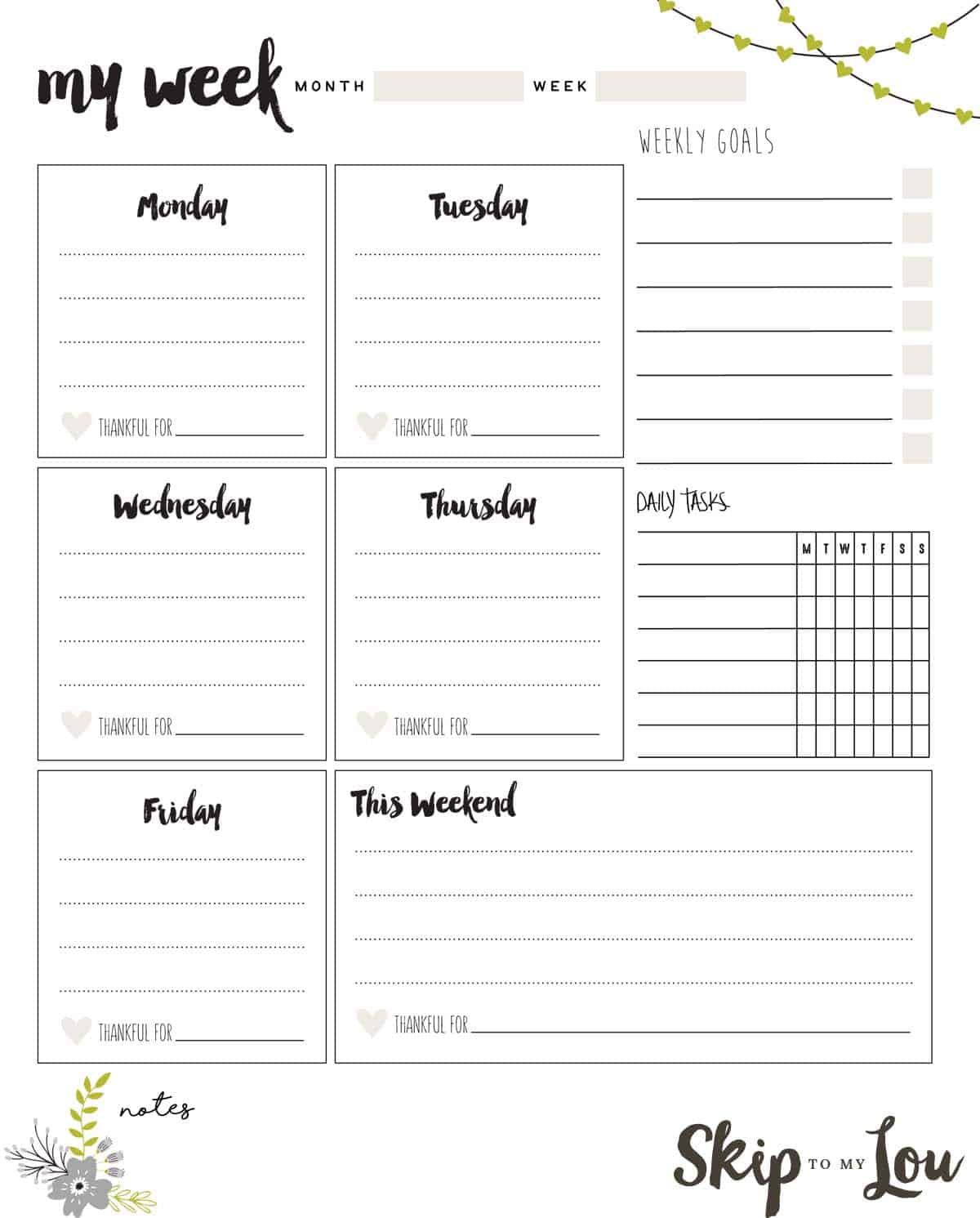 Free Printable Weekly Planner | Skip To My Lou pertaining to Free Weekly Planner Printable