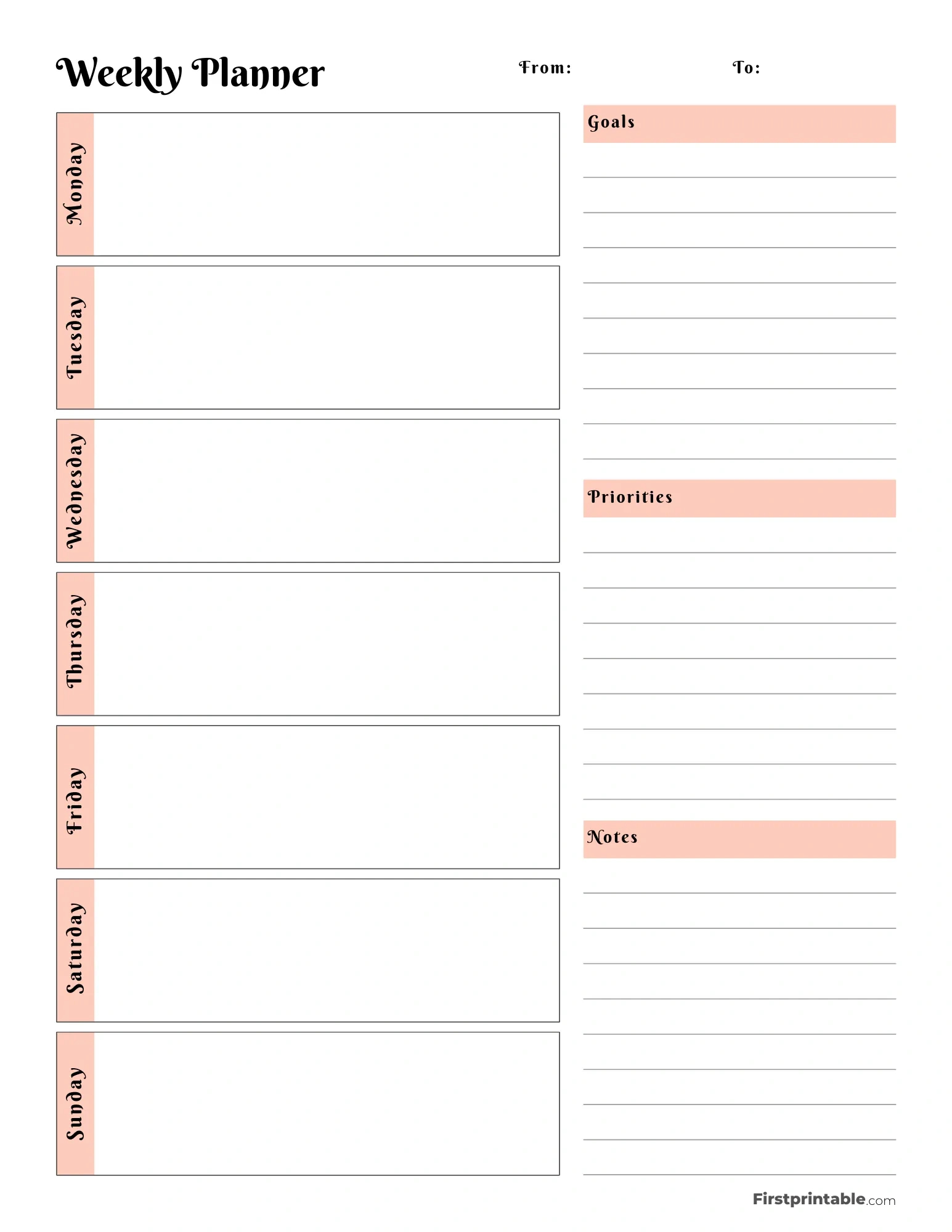Printable Weekly Calendar &amp;amp; Planner | Free Templates for Free Weekly Planner Printable