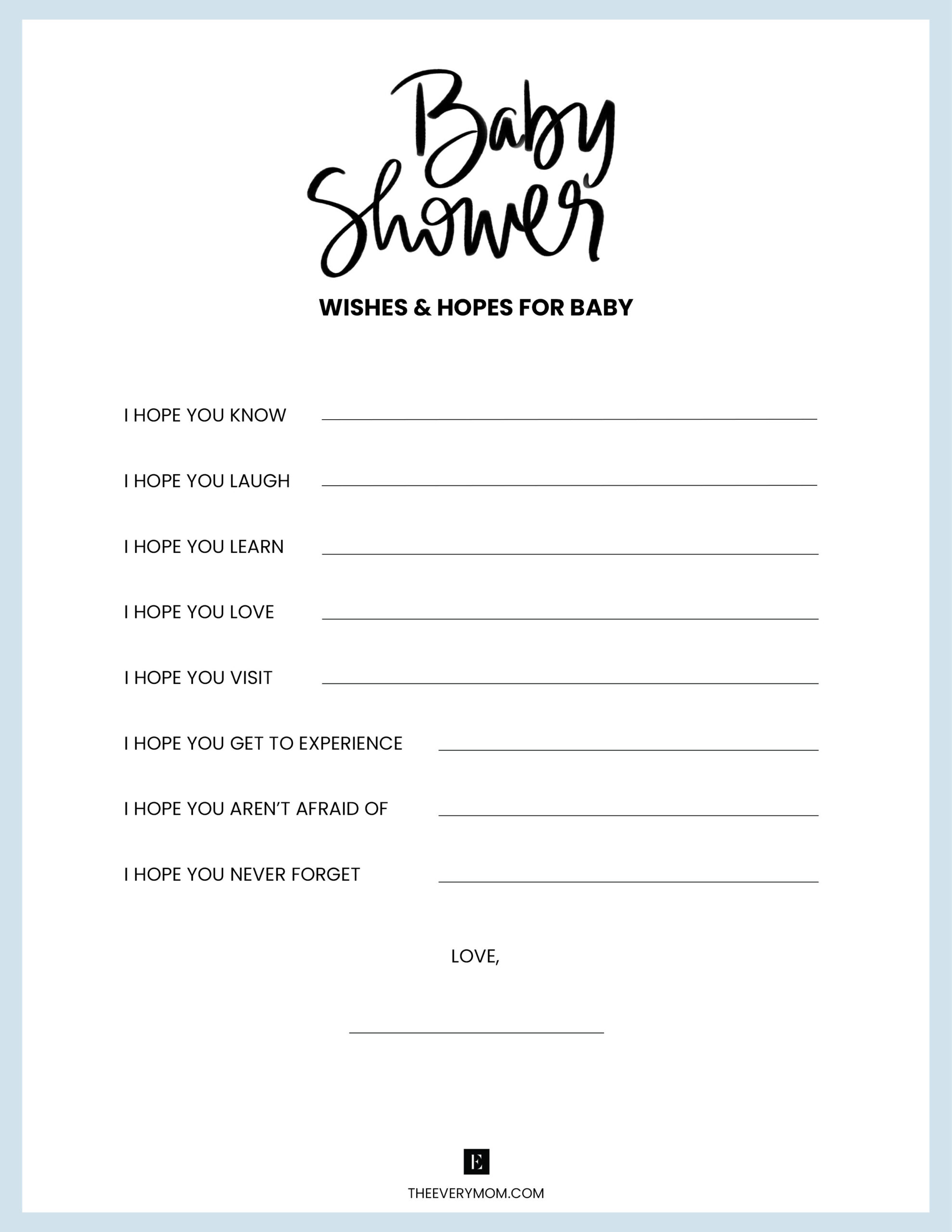 Unique Baby Shower Games: 20 Fun Baby Shower Ideas inside Free Baby Shower Printables